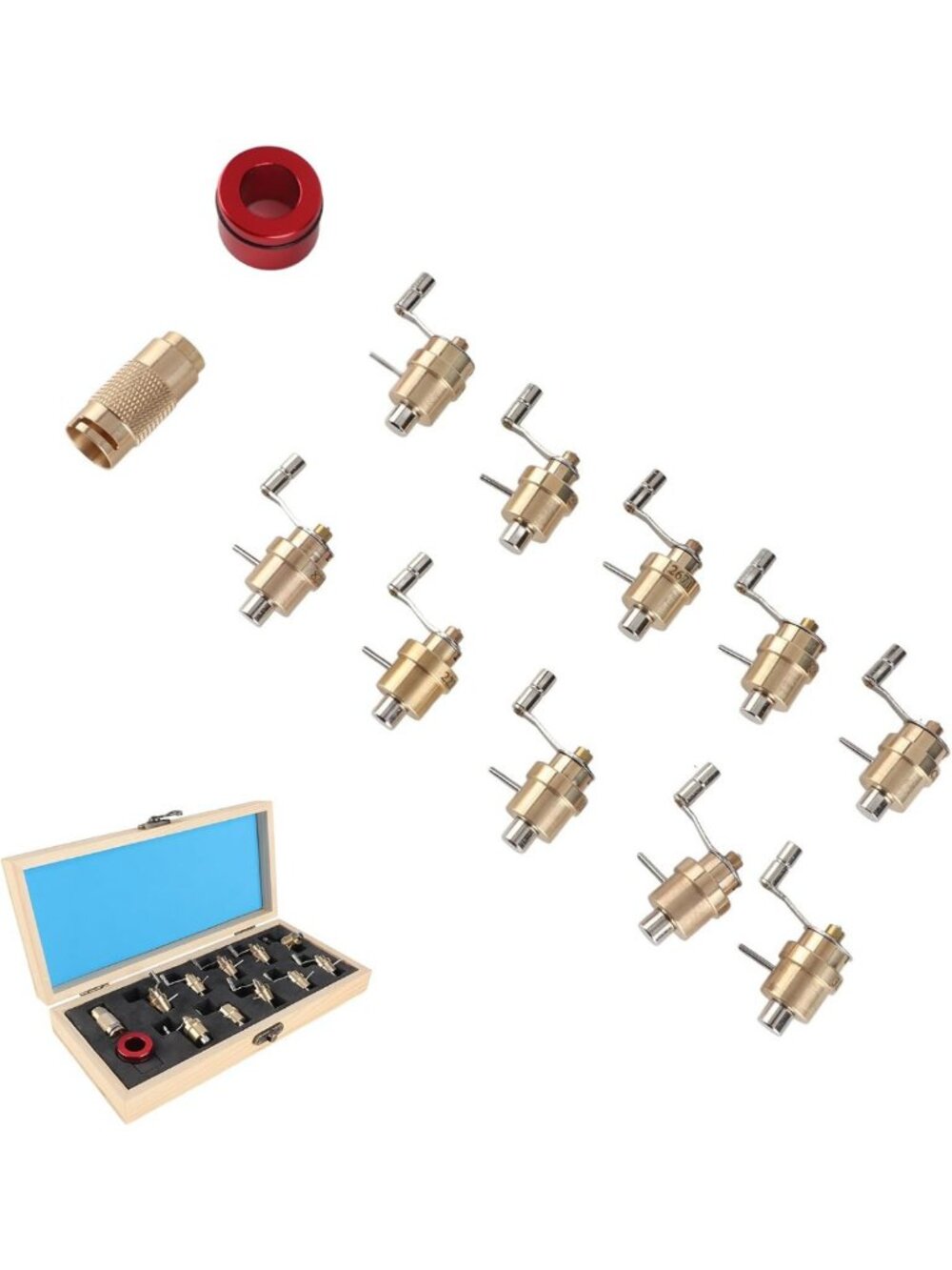 Watch Mainspring Winder Set with 10 Interchangeable Arbors & Storage Box